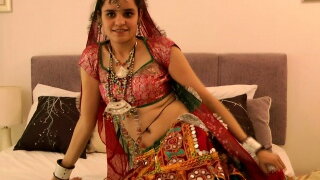 Charming Indian College Girl Jasmine In Gujarati Garba Dress 