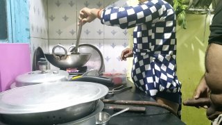 Indian bhabhi cooking in kitchen and fucking brother-in-law 